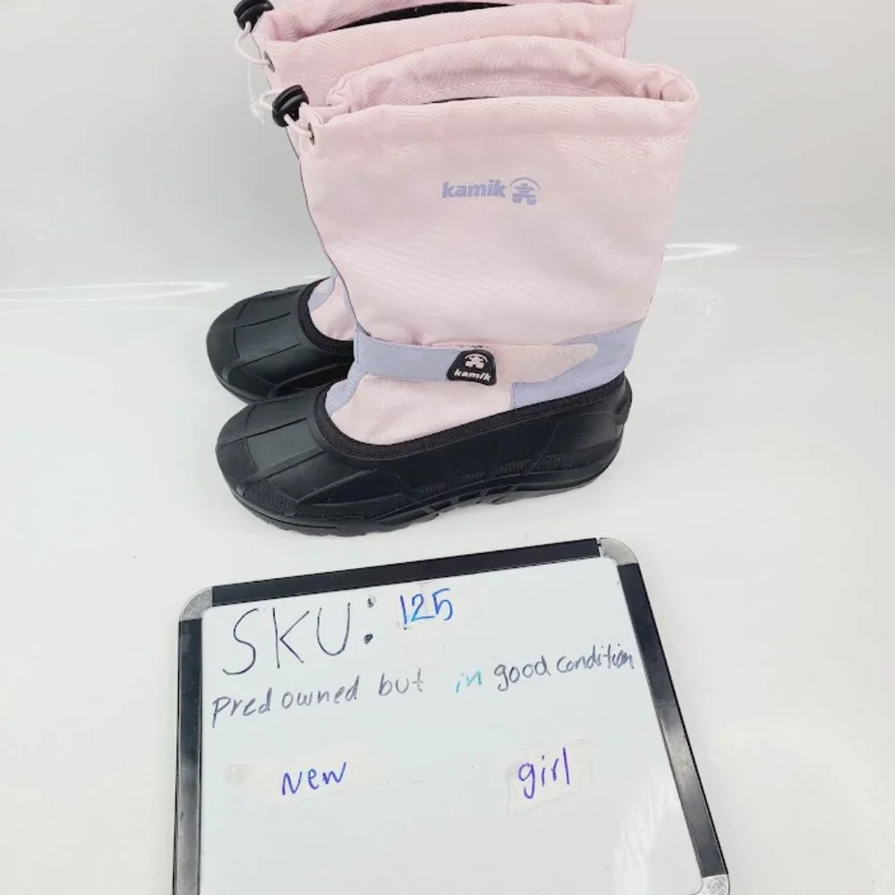 Kamik‎ Girl's Black Pink Mid-Calf Outdoor Winter Snow Boots Size US 5